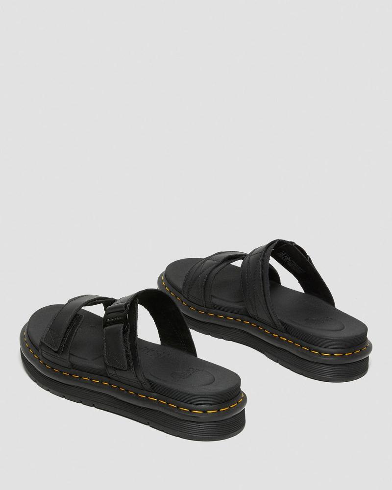 Women's Dr Martens Chilton Men's Leather Slide Sandals Black | AU 317ILH